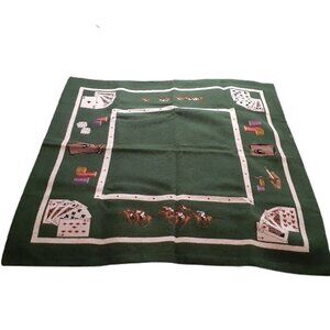 VTG Casino Gamble Game Table Cover Hand Stitched Card Horse Chips Cigarette
